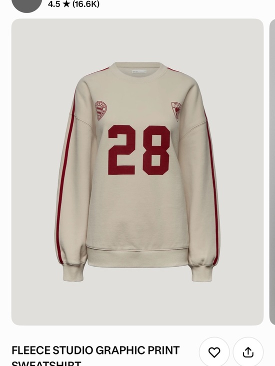 OAK + FORT Sweaters - OAK + FORT Cream Fleece Sweatshirt with Red Graphic '28'